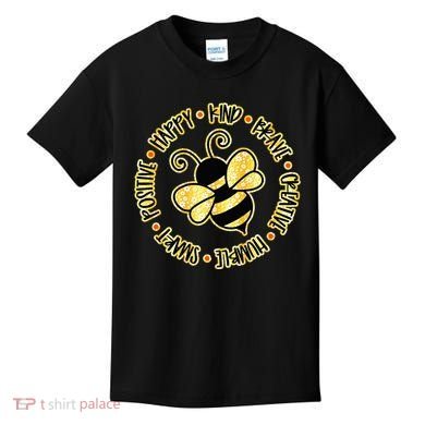 Bee Happy Kind Brave Humble Smart Positive bumblebee Kids T-Shirt