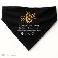 Bee Happy Kind Brave Humble Smart Positive Bumblebee USA-Made Doggie Bandana thumb 0