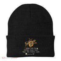 Bee Happy Kind Brave Humble Smart Positive Bumblebee Beanie thumb 0