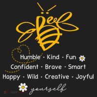 Bee Happy Kind Brave Humble Smart Positive Bumblebee Beanie thumb 2