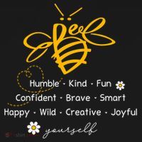 Bee Happy Kind Brave Humble Smart Positive Bumblebee Women's Hoodie thumb 2