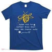 Bee Happy Kind Brave Humble Smart Positive Bumblebee T-Shirt thumb 0