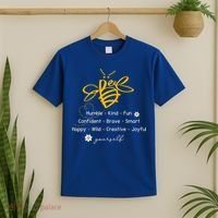 Bee Happy Kind Brave Humble Smart Positive Bumblebee T-Shirt thumb 2