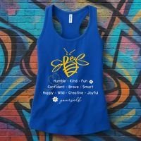 Bee Happy Kind Brave Humble Smart Positive Bumblebee Women's Tank Top thumb 3