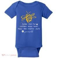 Bee Happy Kind Brave Humble Smart Positive Bumblebee Baby Bodysuit thumb 0