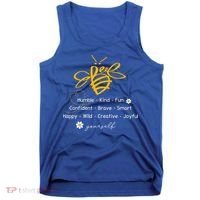Bee Happy Kind Brave Humble Smart Positive Bumblebee Tank Top thumb 0