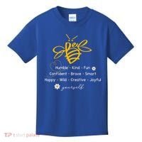 Bee Happy Kind Brave Humble Smart Positive Bumblebee Kids T-Shirt thumb 0