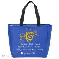 Bee Happy Kind Brave Humble Smart Positive Bumblebee Tote Bag thumb 0