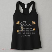 Bee Happy Kind Brave Humble Smart Positive Bumblebee Women's Tank Top thumb 3