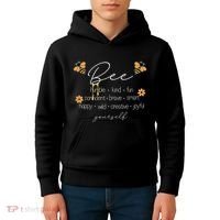 Bee Happy Kind Brave Humble Smart Positive Bumblebee Kids Hoodie thumb 4
