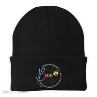 Bee Happy Kind Brave Humble Smart Positive Bumblebee Women Beanie thumb 0