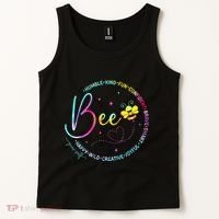 Bee Happy Kind Brave Humble Smart Positive Bumblebee Women Tank Top thumb 2