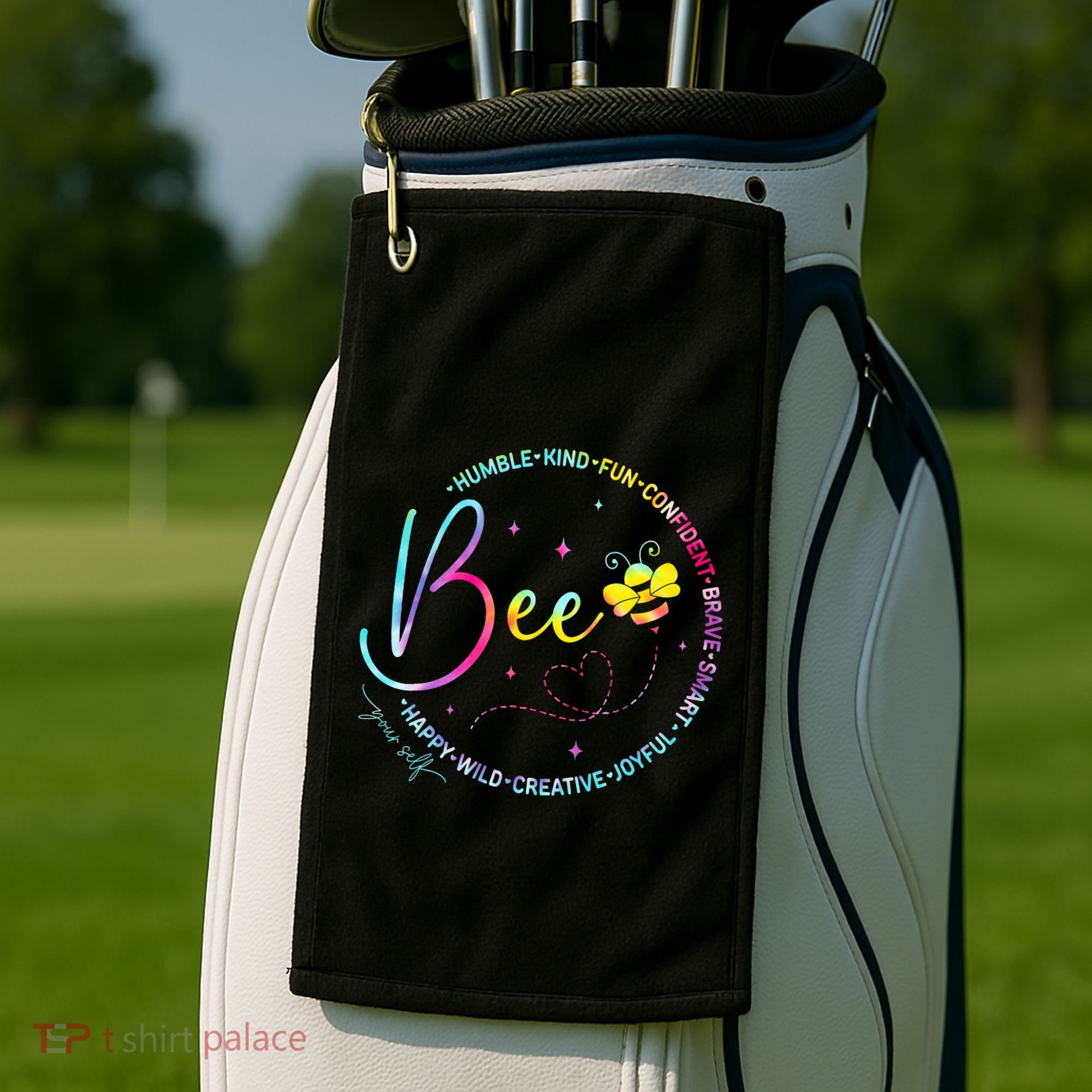 Bee Happy Kind Brave Humble Smart Positive Bumblebee Women Golf Towel