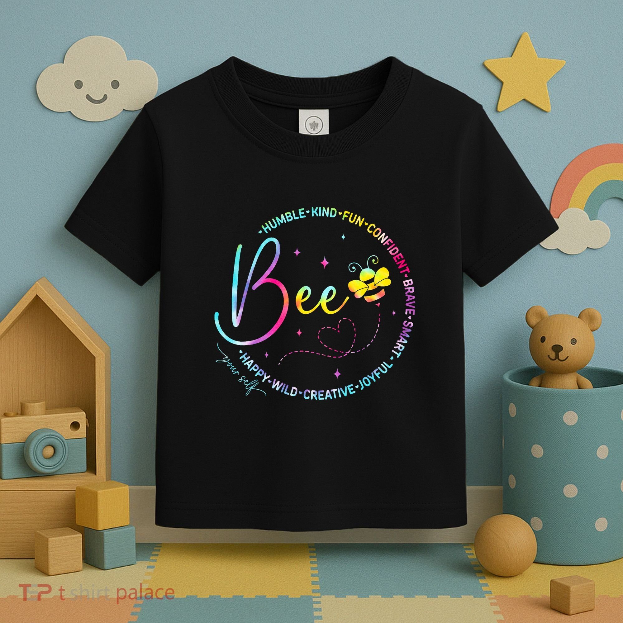 Bee Happy Kind Brave Humble Smart Positive Bumblebee Women Toddler T-Shirt