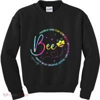 Bee Happy Kind Brave Humble Smart Positive Bumblebee Women Kids Sweatshirt thumb 0