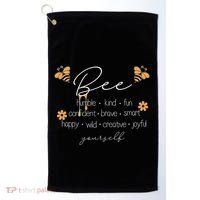 Bee Happy Kind Brave Humble Smart Positive Bumblebee Golf Towel thumb 0