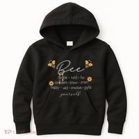 Bee Happy Kind Brave Humble Smart Positive Bumblebee Kids Hoodie thumb 0