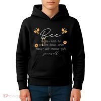 Bee Happy Kind Brave Humble Smart Positive Bumblebee Kids Hoodie thumb 4