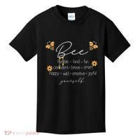 Bee Happy Kind Brave Humble Smart Positive Bumblebee Kids T-Shirt thumb 0