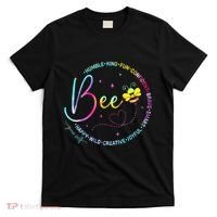 Bee Happy Kind Brave Humble Smart Positive Bumblebee T-Shirt thumb 0