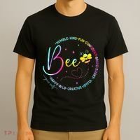 Bee Happy Kind Brave Humble Smart Positive Bumblebee T-Shirt thumb 3