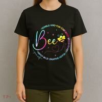 Bee Happy Kind Brave Humble Smart Positive Bumblebee T-Shirt thumb 4