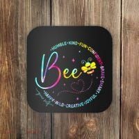 Bee Happy Kind Brave Humble Smart Positive Bumblebee Coaster thumb 0