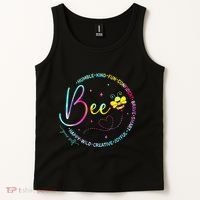 Bee Happy Kind Brave Humble Smart Positive Bumblebee Tank Top thumb 2