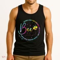 Bee Happy Kind Brave Humble Smart Positive Bumblebee Tank Top thumb 3