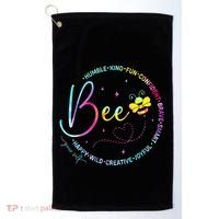 Bee Happy Kind Brave Humble Smart Positive Bumblebee Golf Towel thumb 0
