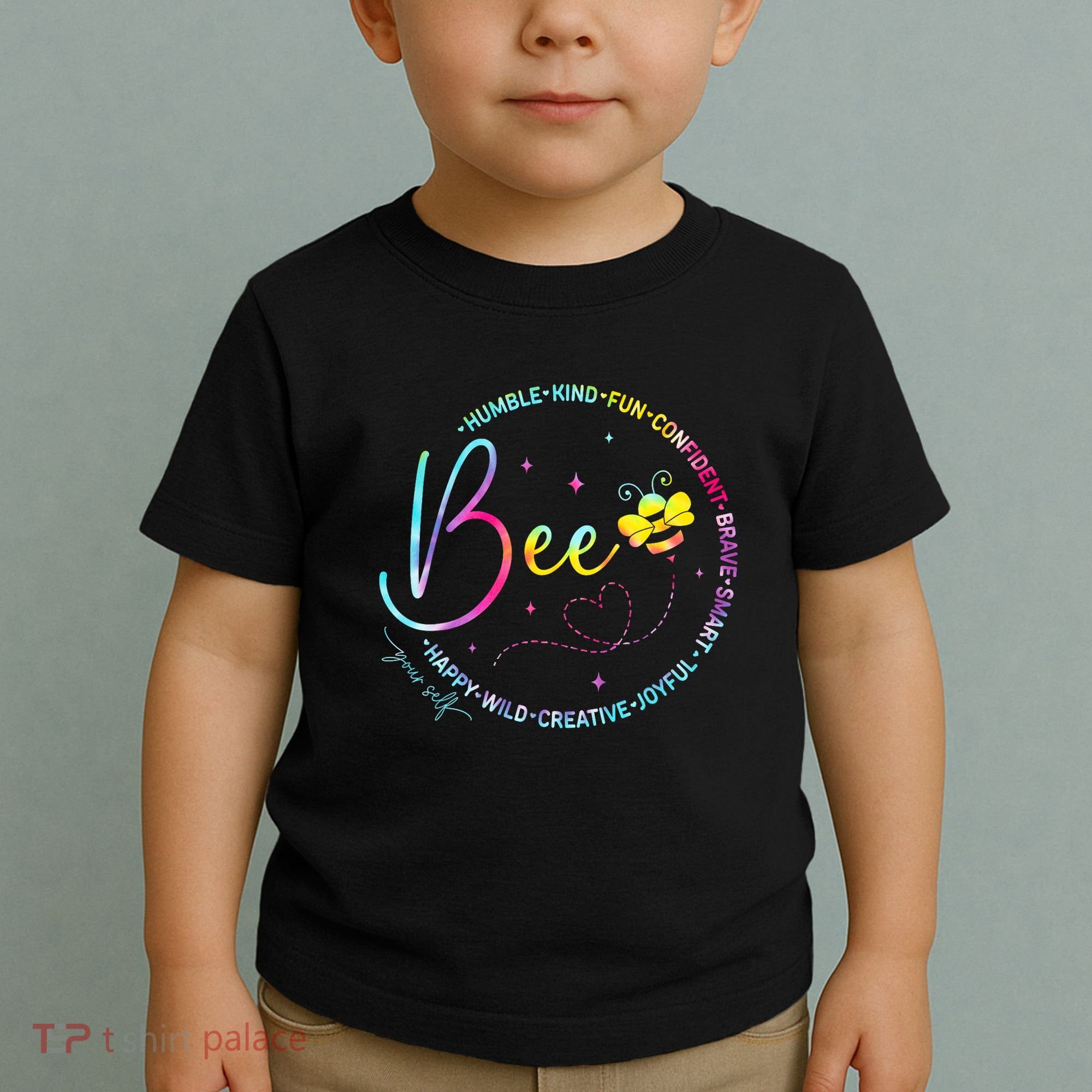 Bee Happy Kind Brave Humble Smart Positive Bumblebee Toddler T-Shirt