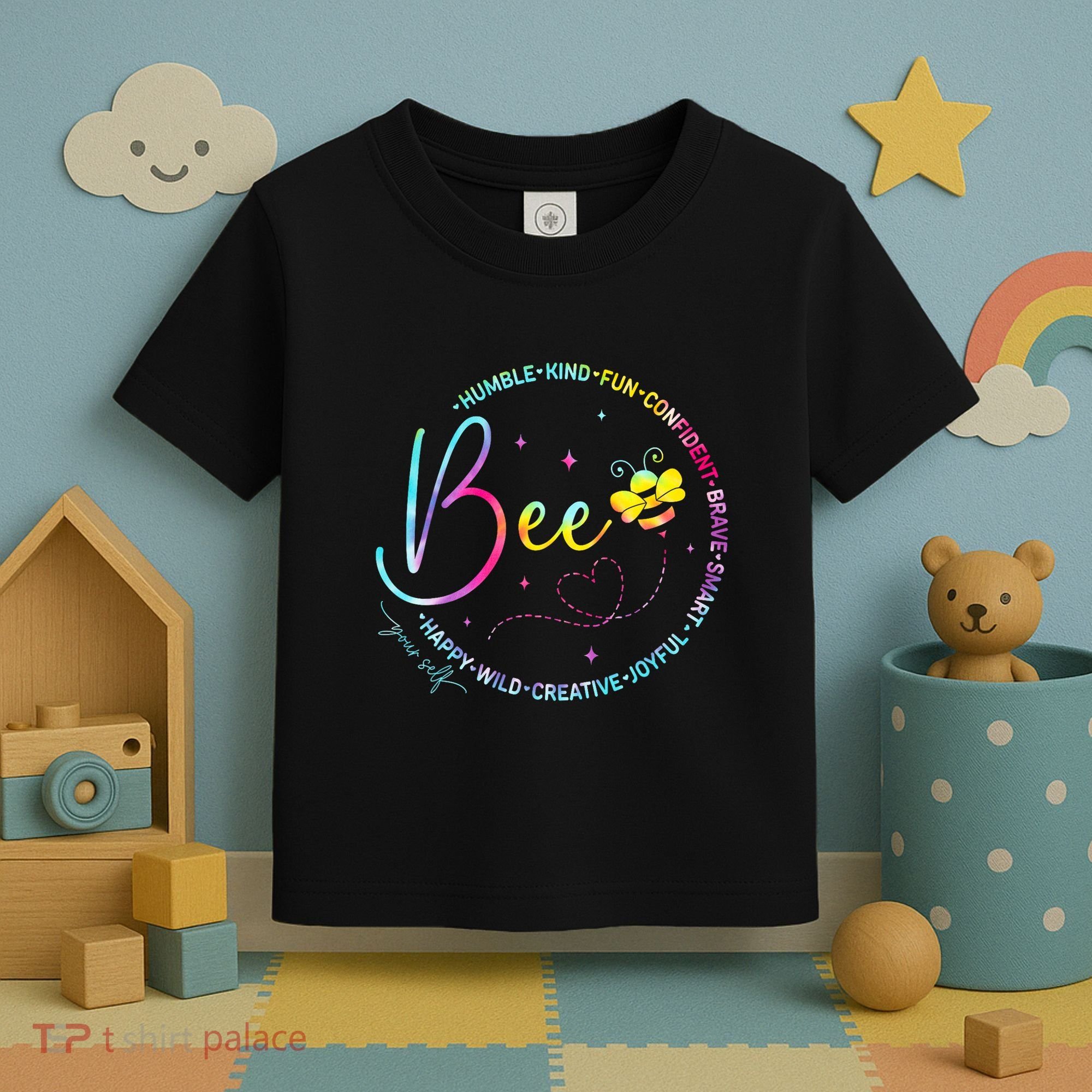 Bee Happy Kind Brave Humble Smart Positive Bumblebee Toddler T-Shirt