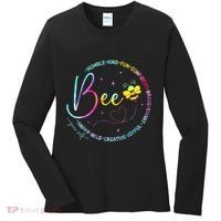 Bee Happy Kind Brave Humble Smart Positive Bumblebee Women's Long Sleeve Shirt thumb 0