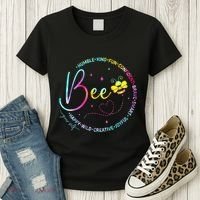 Bee Happy Kind Brave Humble Smart Positive Bumblebee Women's T-Shirt thumb 3