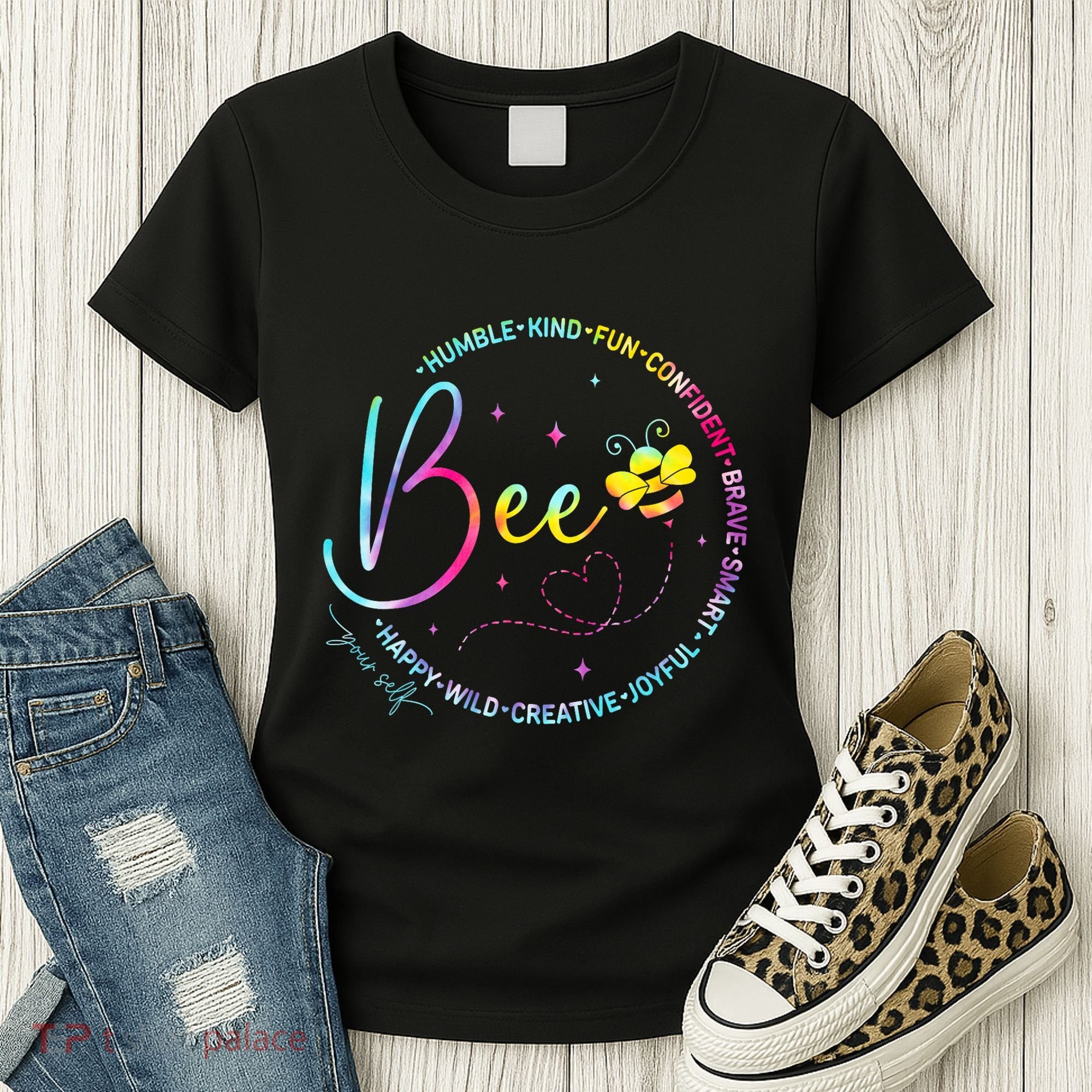 Bee Happy Kind Brave Humble Smart Positive Bumblebee Women's T-Shirt