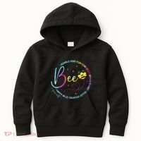 Bee Happy Kind Brave Humble Smart Positive Bumblebee Kids Hoodie thumb 0