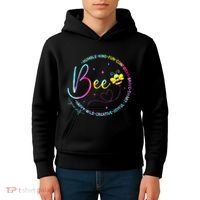 Bee Happy Kind Brave Humble Smart Positive Bumblebee Kids Hoodie thumb 4