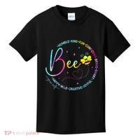 Bee Happy Kind Brave Humble Smart Positive Bumblebee Kids T-Shirt thumb 0