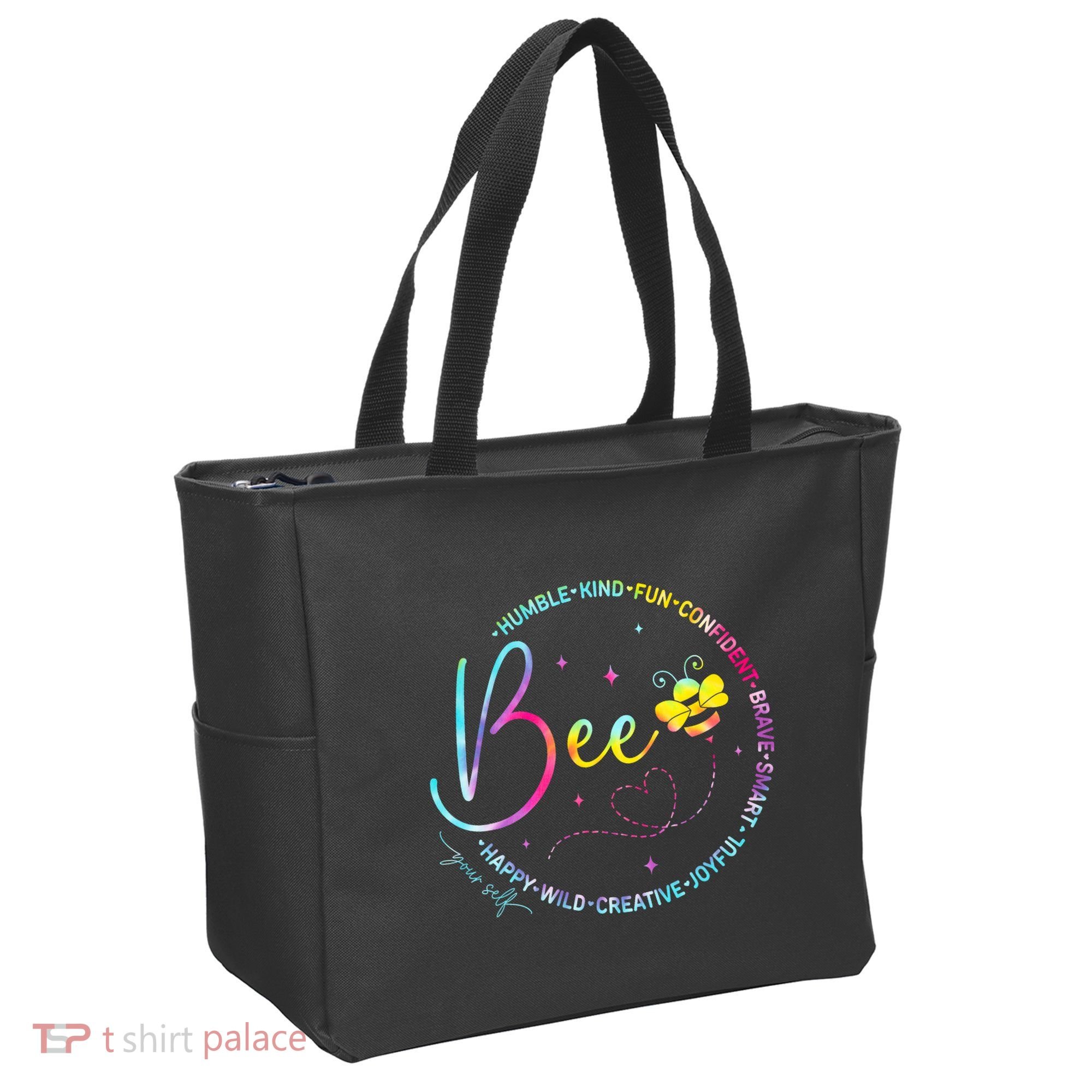 Bee Happy Kind Brave Humble Smart Positive Bumblebee Tote Bag