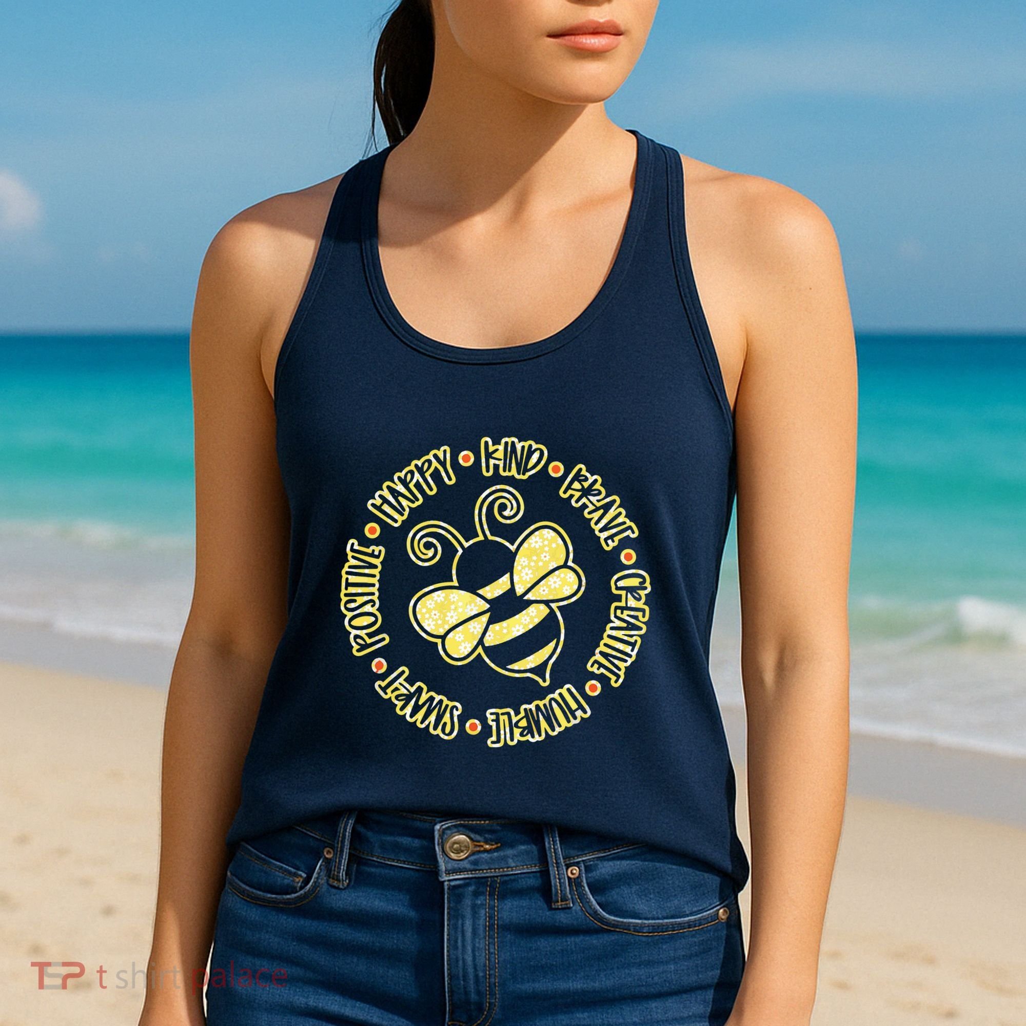 Bee Happy Kind Brave Humble Smart Positive Bumblebee Women's Tank Top