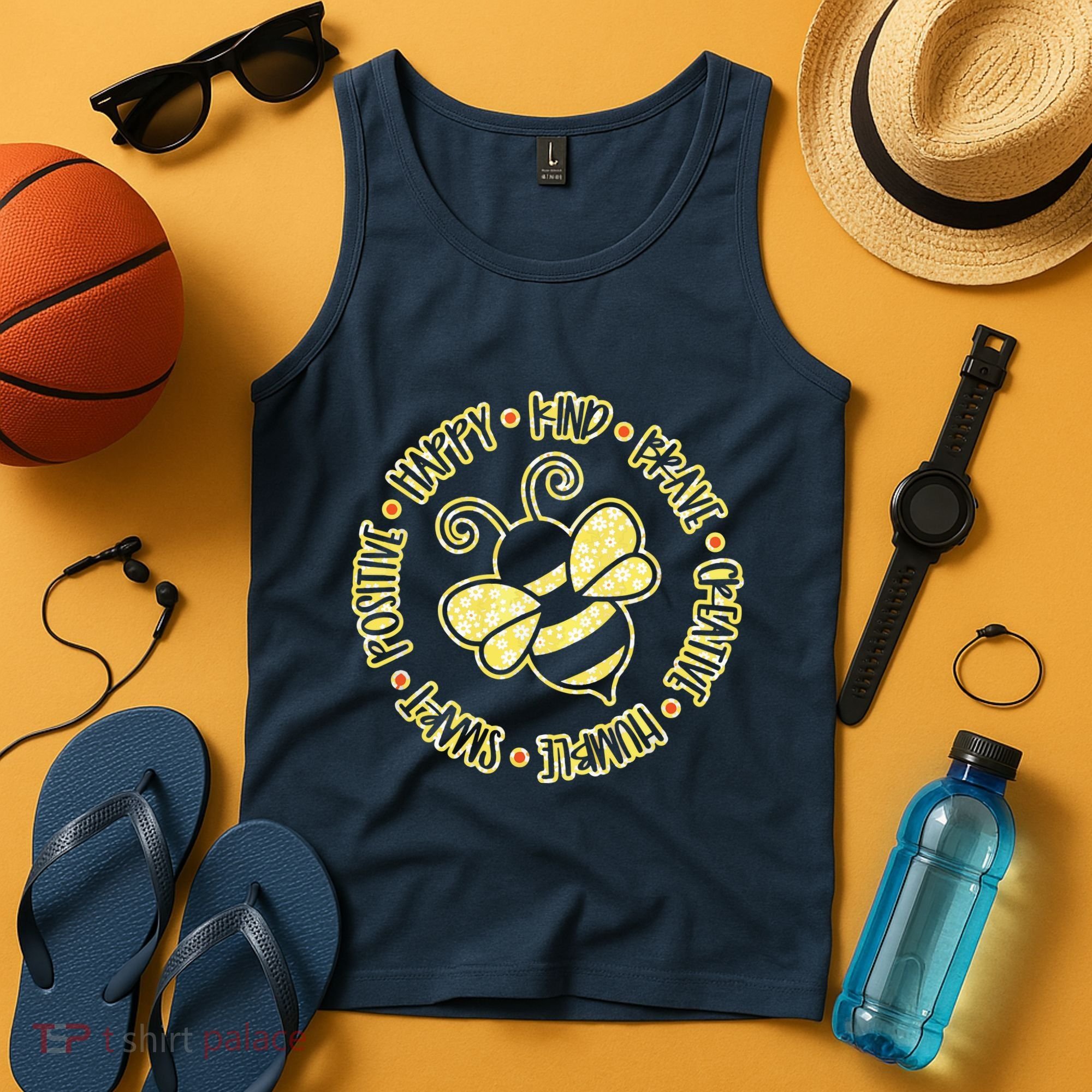 Bee Happy Kind Brave Humble Smart Positive Bumblebee Tank Top