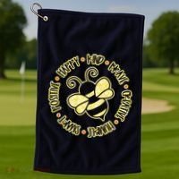 Bee Happy Kind Brave Humble Smart Positive Bumblebee Golf Towel thumb 1