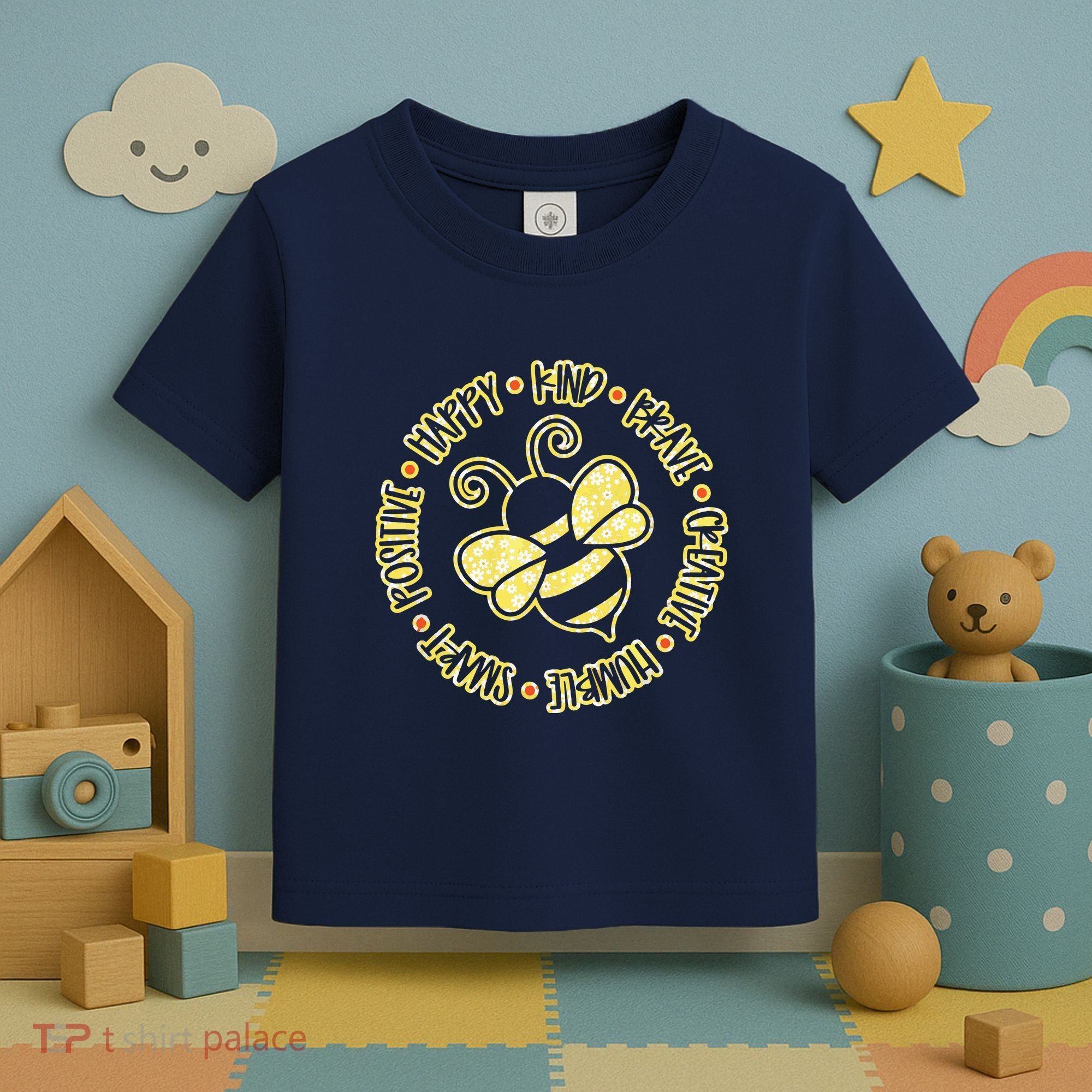 Bee Happy Kind Brave Humble Smart Positive Bumblebee Toddler T-Shirt