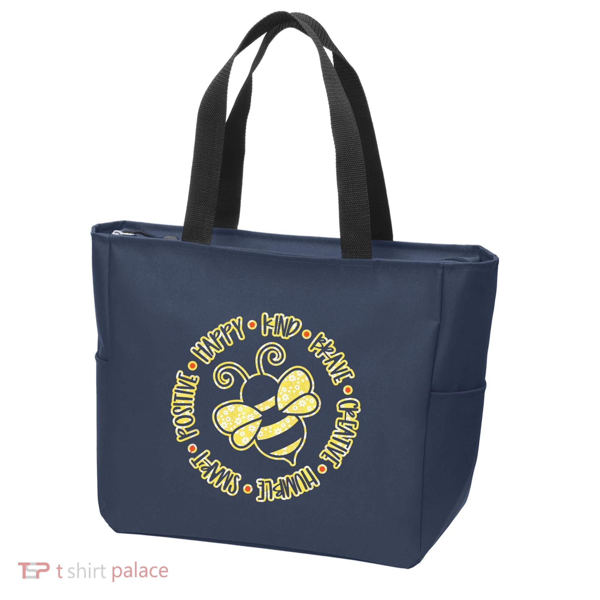 Bee Happy Kind Brave Humble Smart Positive Bumblebee Tote Bag