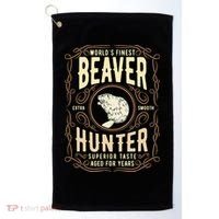 Beaver Hunting Label Worlds Finest Beaver Hunter Golf Towel thumb 0