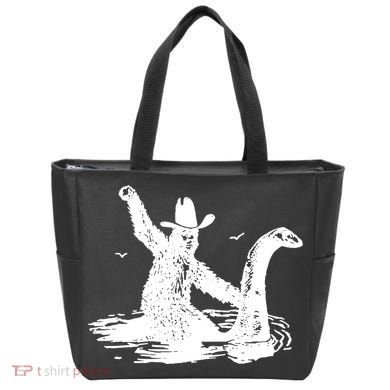 Bigfoot Hilarious Loch Ness Monster Tote Bag