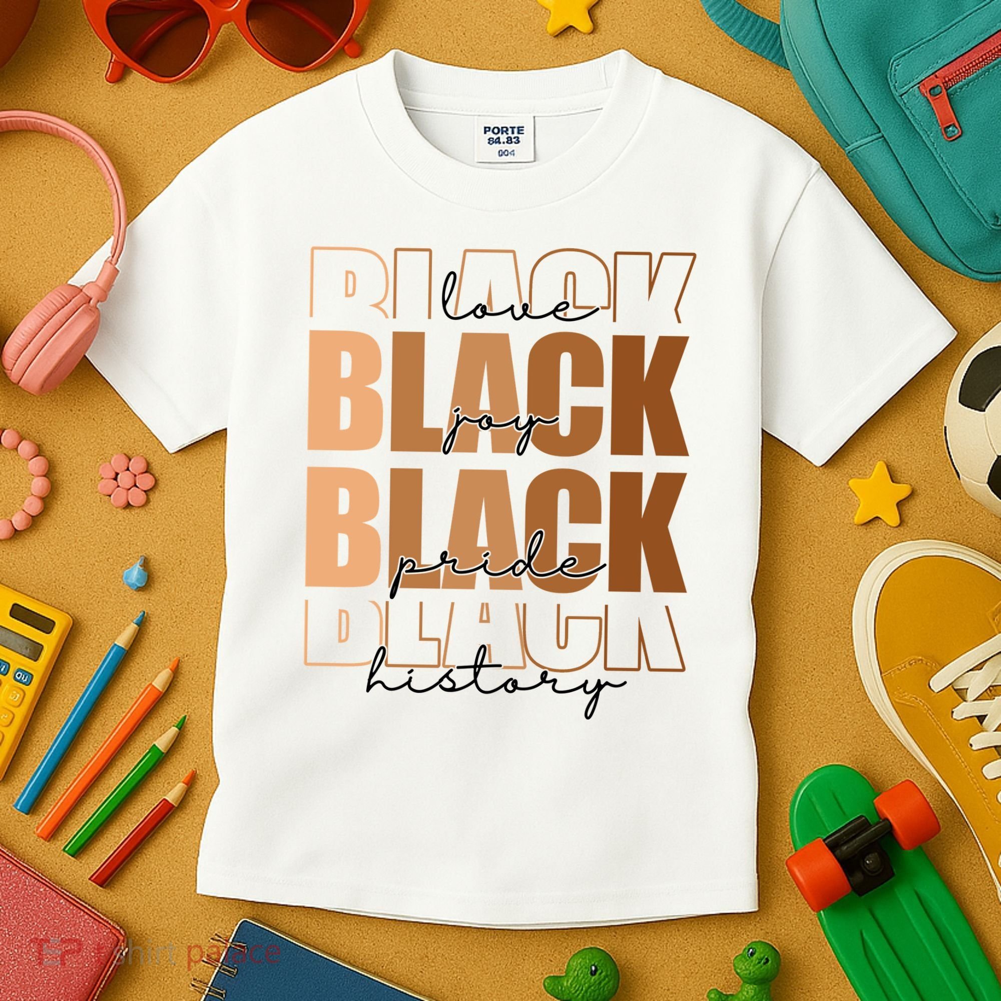 Black History Love Pride Month Melanin Kids T-Shirt