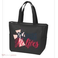 Because He Lives Jesus Cross Tote Bag thumb 3