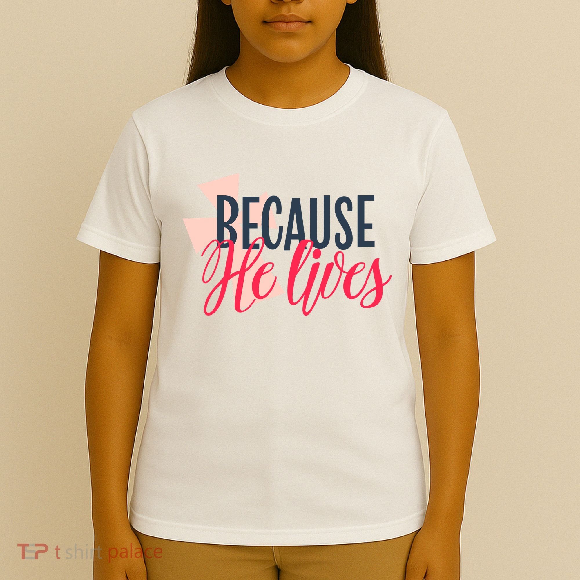 Because He Lives Jesus Cross T-Shirt