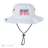 Because He Lives Jesus Cross Bucket Hat thumb 0